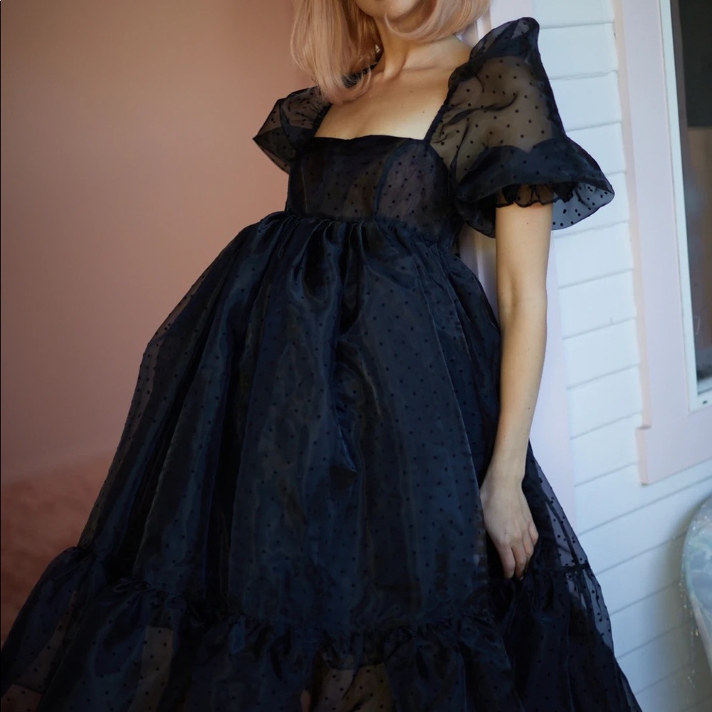 Caviar Polka Dot French Puff Dress